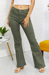 Zenana Clementine High-Rise Bootcut Jeans in Olive - Full Size Comfort & Style